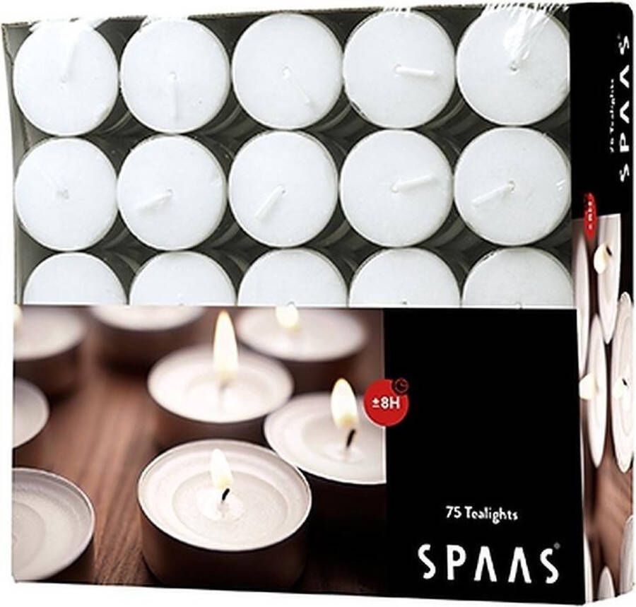 Spaas Kaarsen Spaas Theelichtjes 75 stuks 8 branduren