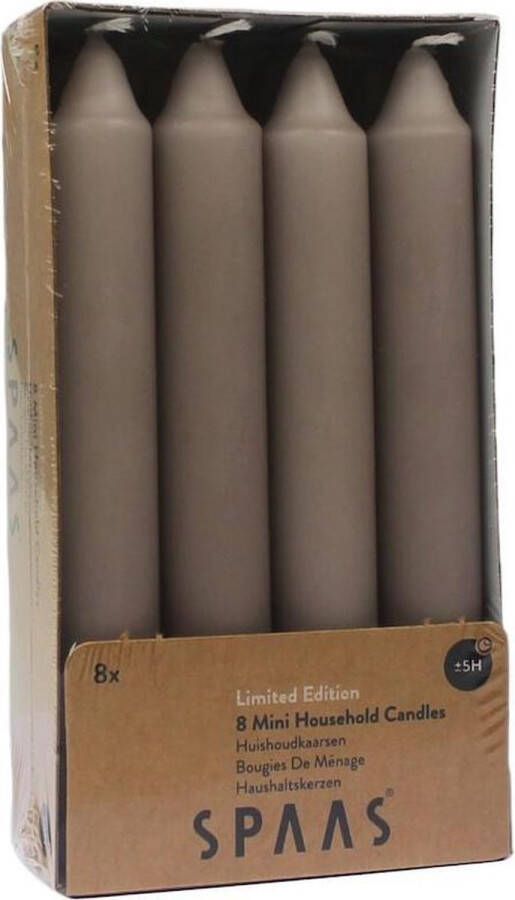 Candles by Spaas mini dinerkaarsen 8 stuks taupe 15 5 cm