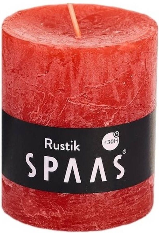 Candles by Spaas 1x Rustieke kaarsen rood 7 x 8 cm 30 branduren sfeerkaarsen Stompkaarsen