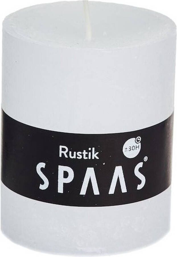 Candles by Spaas rustieke cilinderkaars stompkaars 1x wit 7 x 8 cm Stompkaarsen