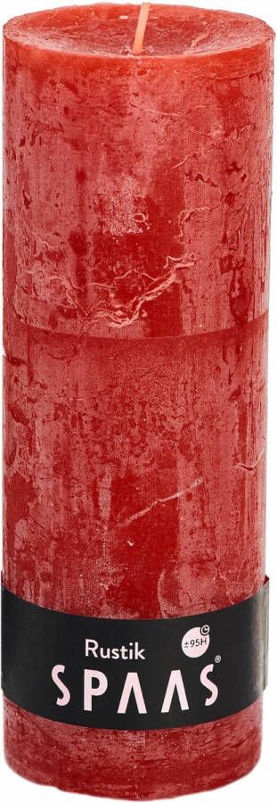 Spaas Rustieke geurloze Cilinderkaars hoogte 13cm ± 95 uur Rood Cilinderkaars