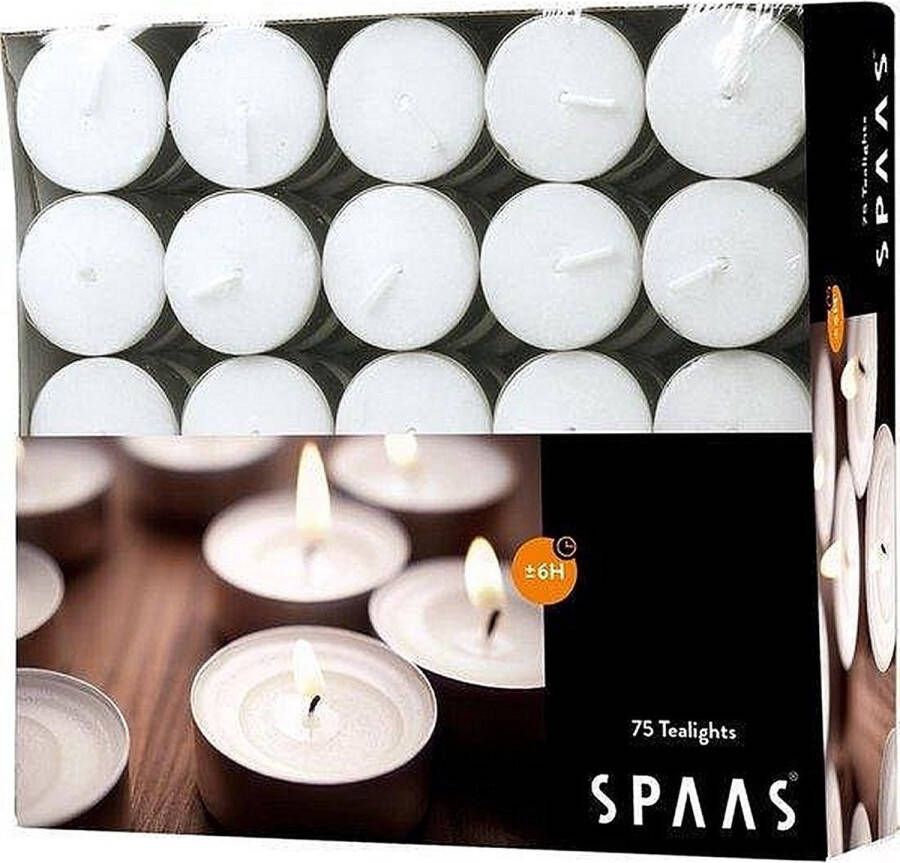 Spaas Theelichten 75 stuks (6 uur brandtijd)