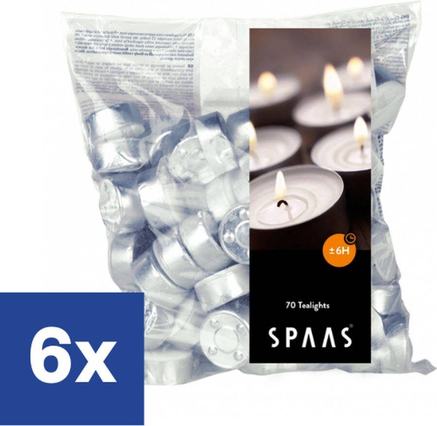 Spaas Theelichtjes Waxinelicht Wit 6 branduren 6 x 70 stuks