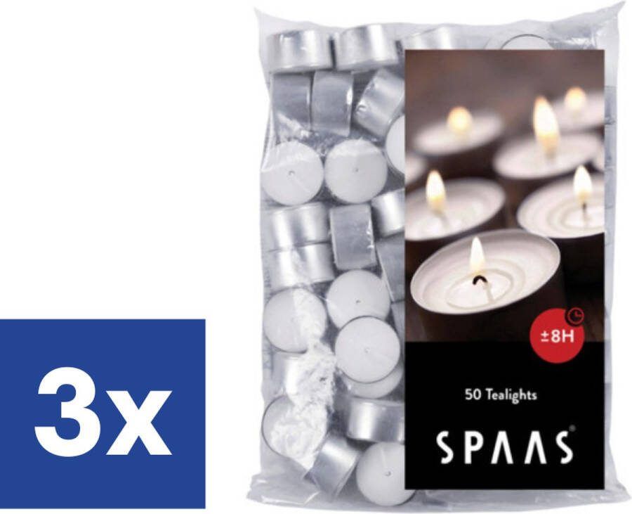 Spaas Theelichtjes Waxinelichten 8 branduren 3 x 50 stuks