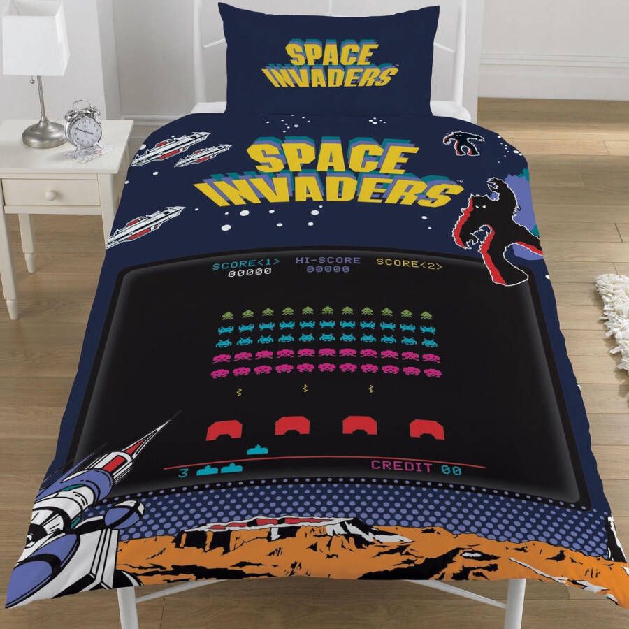 SimbaShop Space Invaders Coin Op Dekbedovertrek Eenpersoons 135 x 200 cm Multi