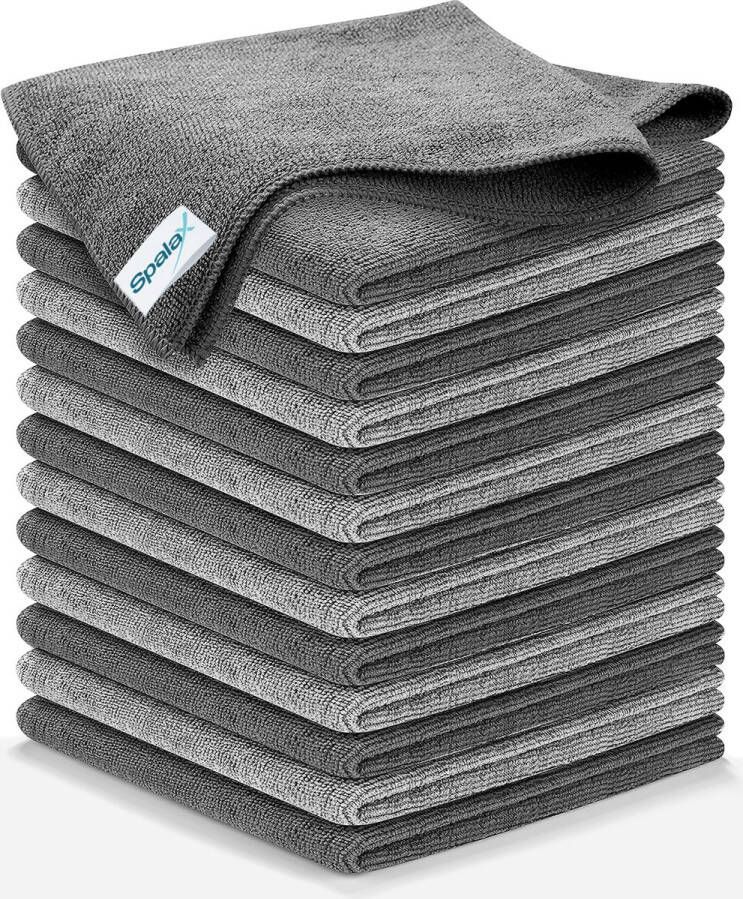 Spalax Luxe Microvezeldoekjes Set 14 Stuks Sterk Absorberende Schoonmaakdoekjes Wasbaar 30 x 30 cm