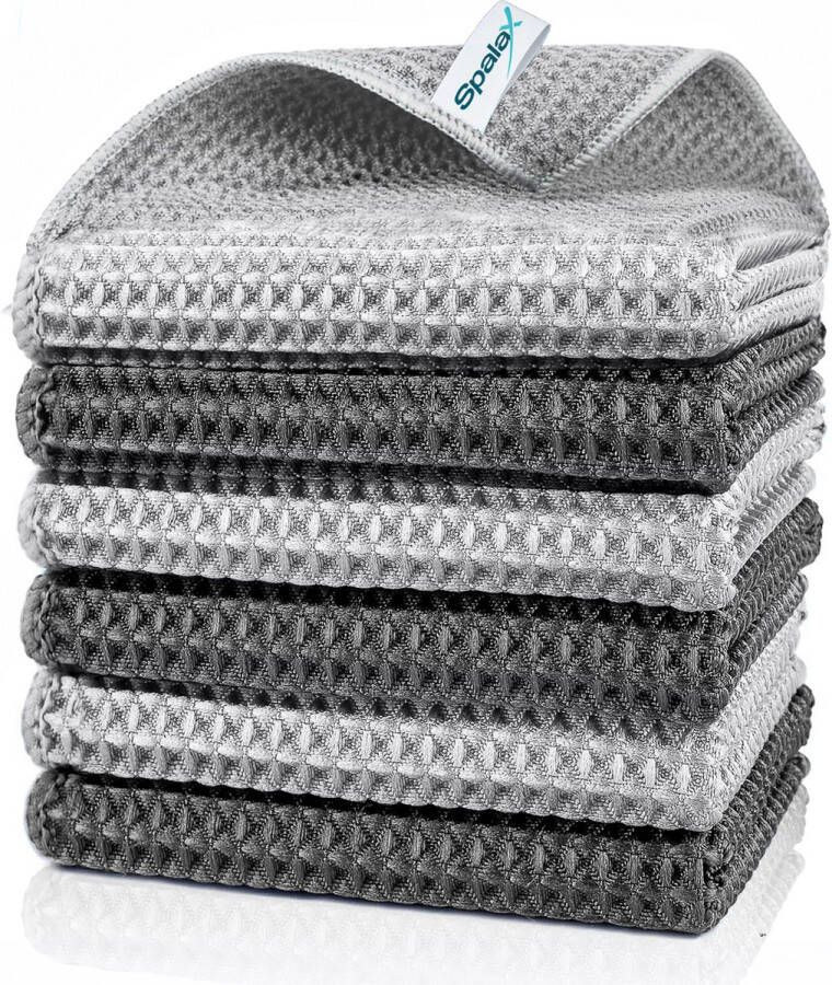 Spalax MicroWaffle Vaatdoek Set 6 Stuks Sterk Absorberende Microvezeldoekjes Wasbaar 30 x 30 cm