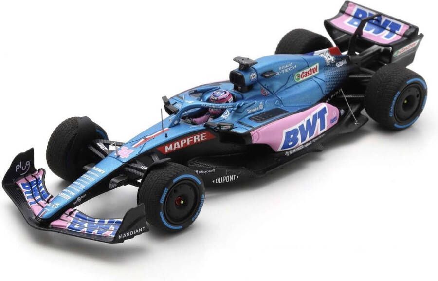 Spark De 1:18 Diecast Modelauto van de Renault A522 Team Alpine BWT #14 van de GP van Monaco van 2022 De rijder was Fernando Alonso. De fabrikant van het schaalmodel is . Dit model is alleen online verkrijgbaar