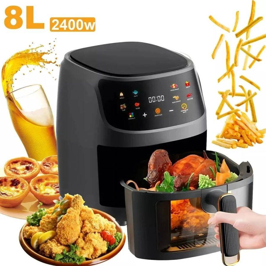 Sparkles & Delight Airfryer XXL Grote Capaciteit Lucht Friteuse 8 liter heteluchtoven Met Lcd-Scherm 2400W