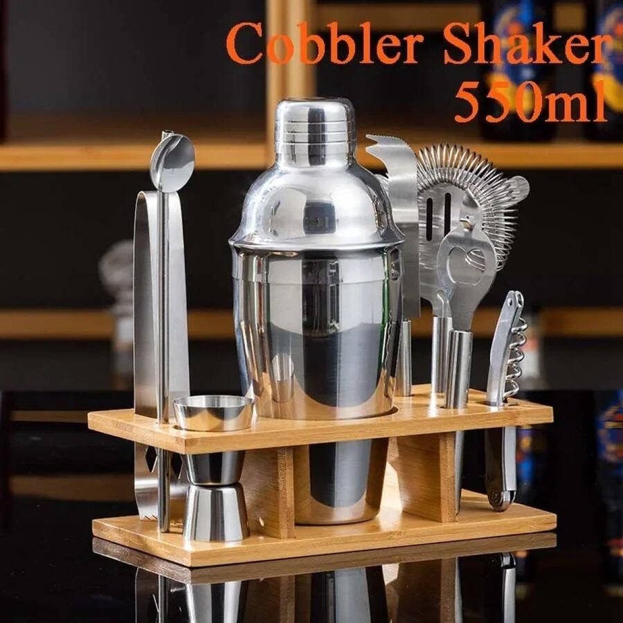 Sparkles & Delight Cocktail Shaker Set 13 stuks Jigger Mixer Muddler Schenker Lepel 550 ml stevig roestrijstaal