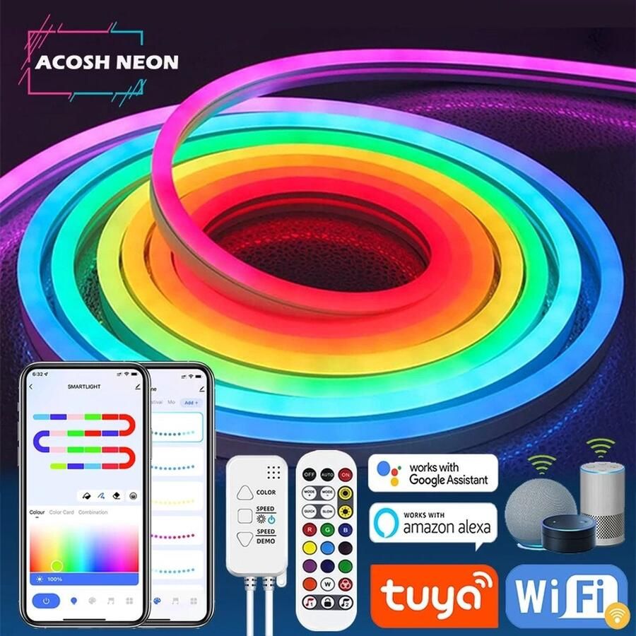 Sparkles & Delight Neon Led Strip 10 meter mooie vloeiende verlichting decoratie ledstrip bediening via App of afstandsbediening wifi