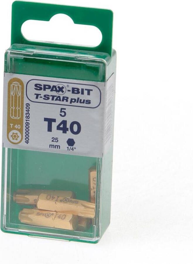 Spax Bit TX40 goud blister van 5 bits