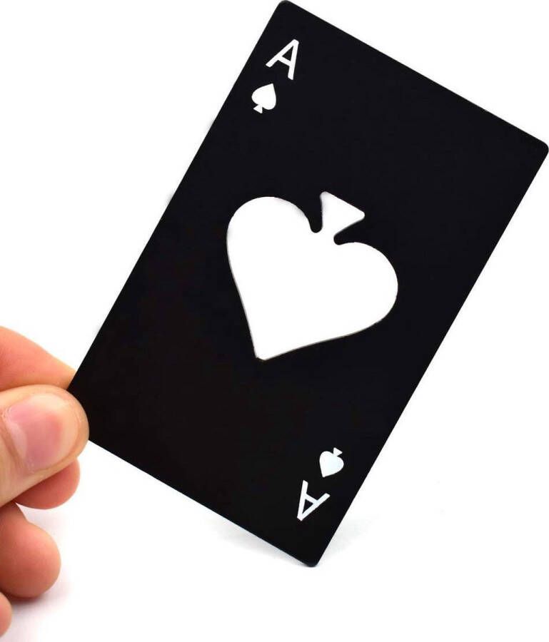 Speciosa Products poker flessenopener zwarte schoppen aas bieropener RVS aas bieropener kaart opener