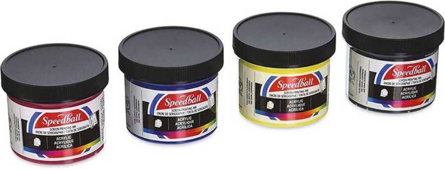 Speedball Acrylic Ink set Acrylverf voor Zeefdrukken set van 4 primaire kleuren 4 x 118ml