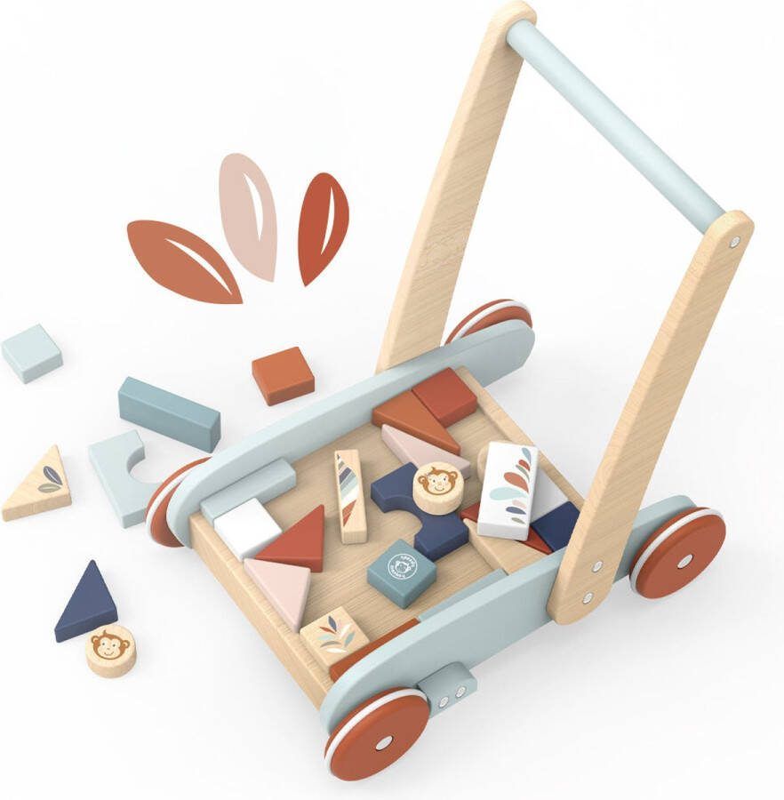 Speedy Monkey Blokkenwagen met 27 blokken 35 5x25x41cm