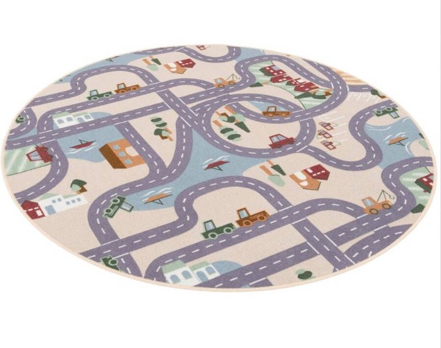 Speeltapijt.com Rond speelkleed simple town 130cm rond