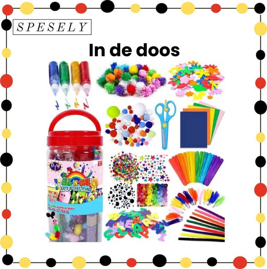 Spesely Knutselkoffer Knutseldoos in handige opbergbarrel Knutselset DIY Knutseldoos Knutselpakket Knutselen voor meisjes en jongens Hobbypakket