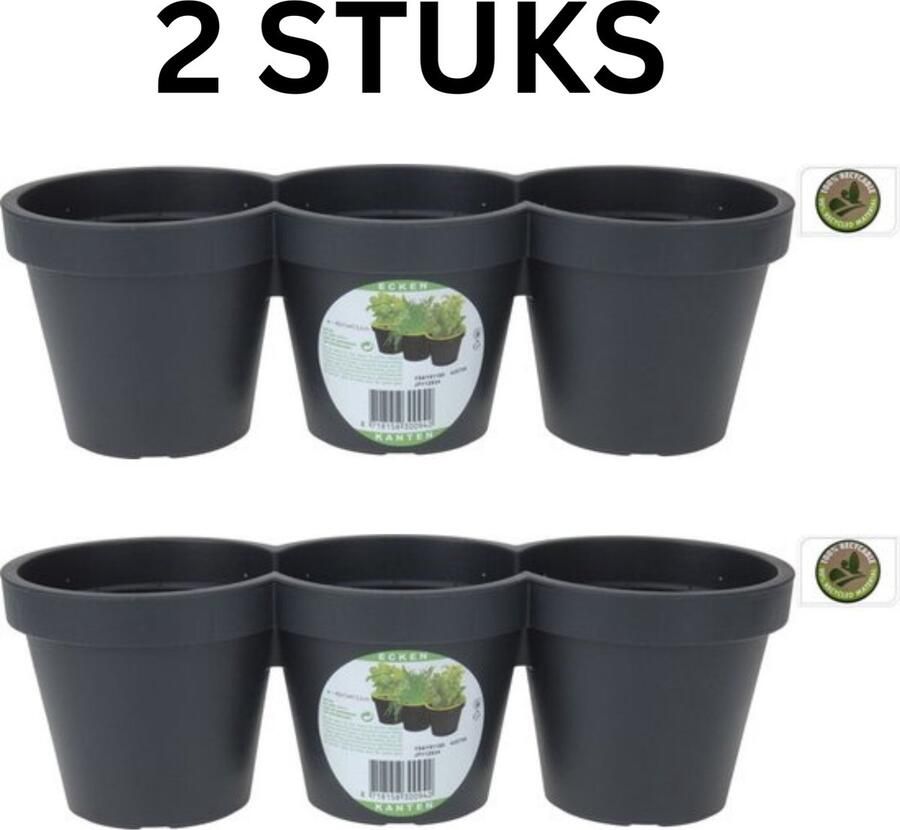 Spesely 2 STUKS Kruidenpot Plantenpot 3 delig 40x15xh13cm Zwart