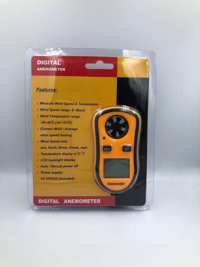 Merkloos Digitale Anemometer Windsnelheids meter met ingebouwde thermometer