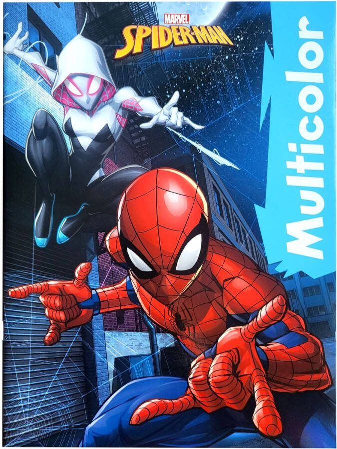 Spider-Man Marvel Spiderman multicolor kleurboek 17 kleurplaten met voorbeelden creatief