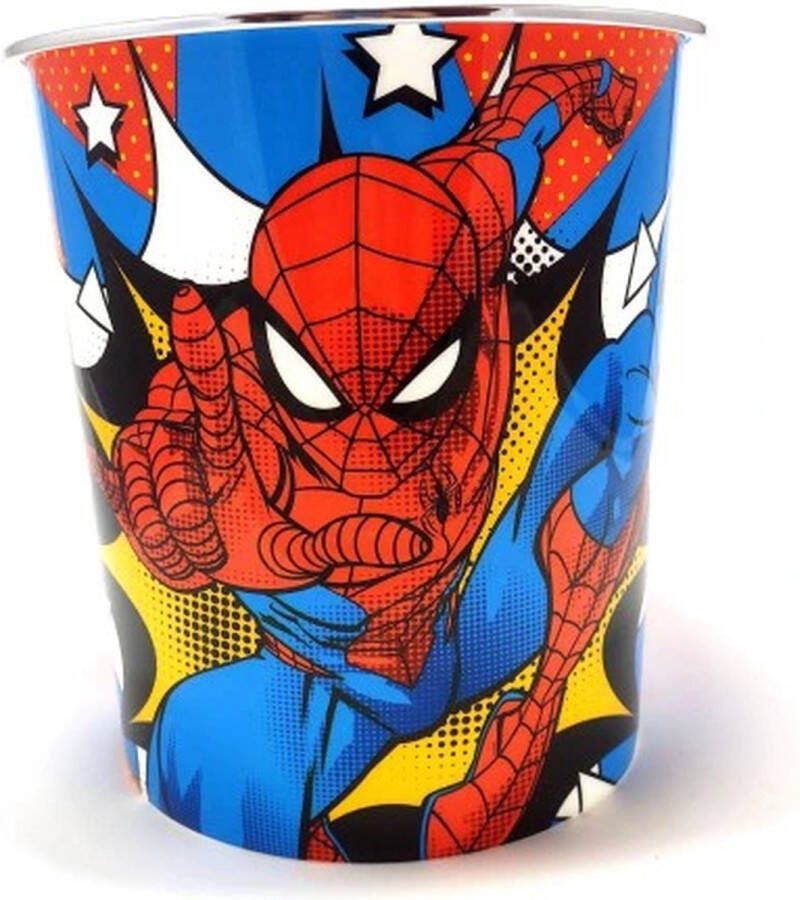 Spiderman Marvel Spiderman prullenbak kunststof metalen rand afvalemmer papierbak GRATIS foam stickers