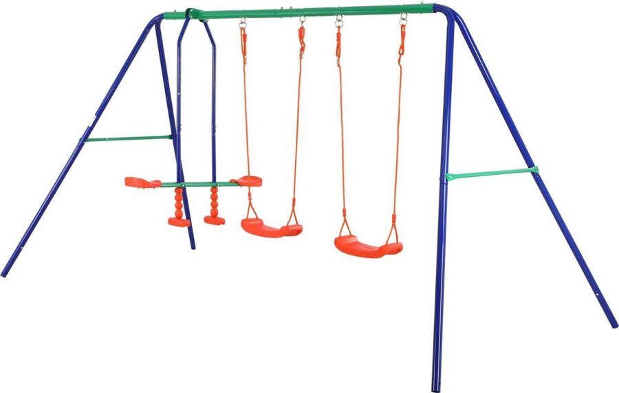 Spielwerk Kinderschommelset 200kg 2x Schommel 1x Duoswing 4 Zitplaatsen Tuin Outdoor