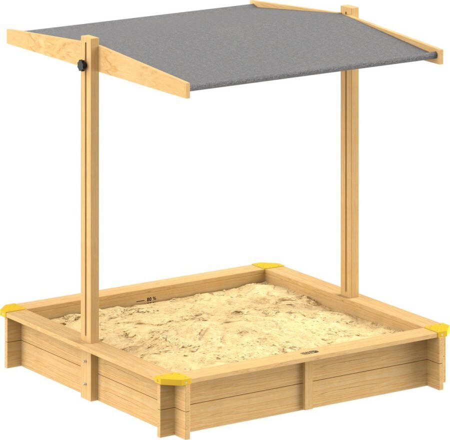 Spielwerk Zandbak Hout Zonnedak UV 50+ Fritzi 140x140x120cm