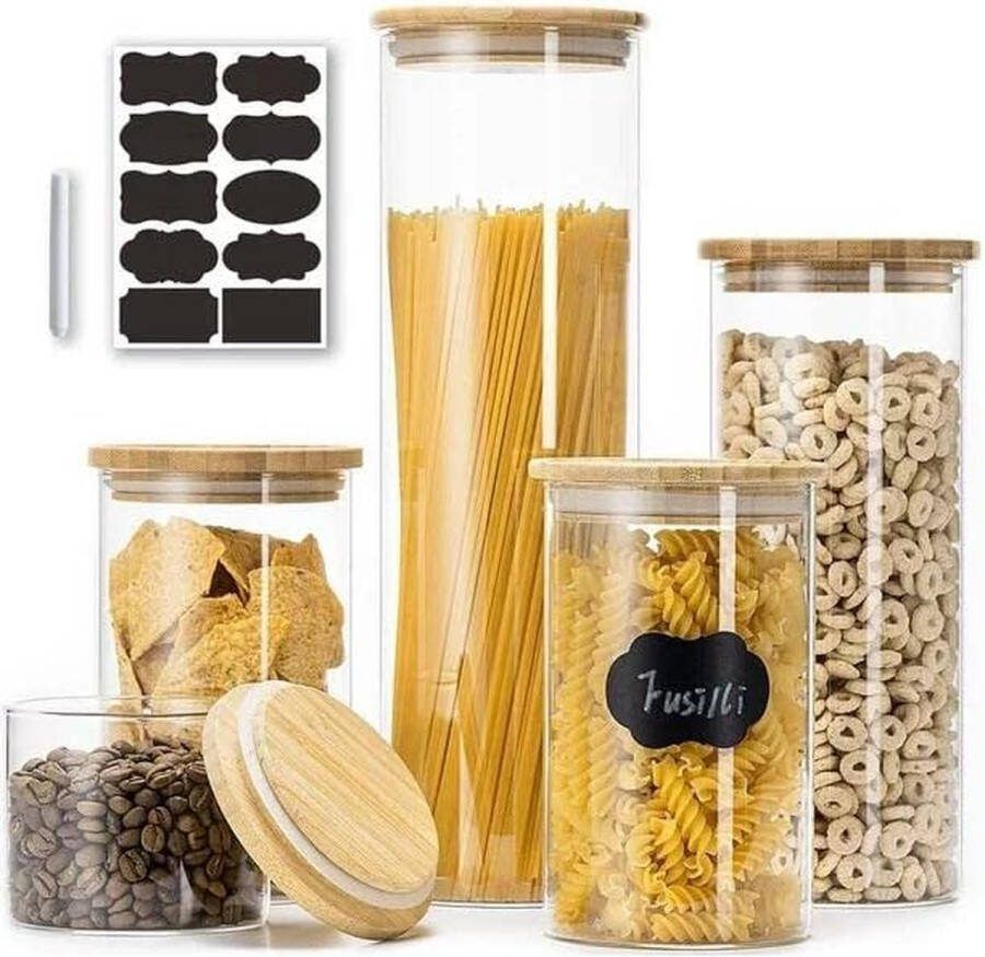 Spieringstore Voorraadpotten 6-Delige Glazen Potjes Met Deksel BPA vrij Snoeppot