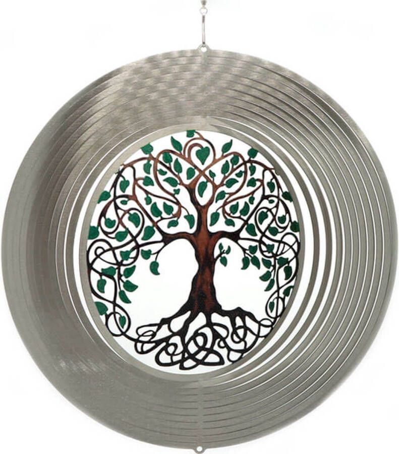 Spin Art Cooking Vinyl Spin Art RVS Tree of Life Windspinner Silver 12TOL108 Ø30cm