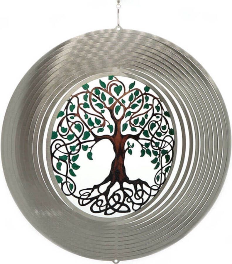Spin Art Cooking Vinyl Windspinner Spin Art RVS Tree of Life Silver 12TOL108 Ø30cm