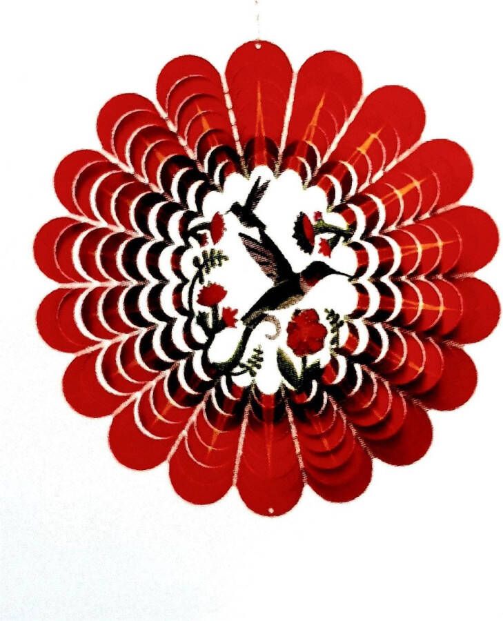 Spin Art Cooking Vinyl Spin Art windspinner kolibrie RVS Ø 30 cm rood