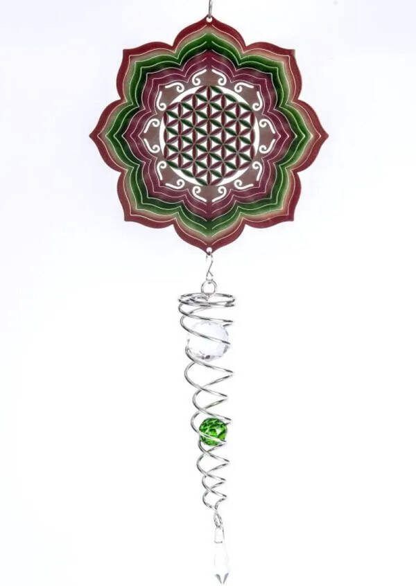 Spin Art Cooking Vinyl Windspinner Spin Art Flower Of Life Artist Crystal Tail ACTFOL totale lengte 60cm