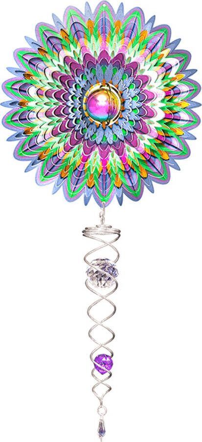 Spin Art Cooking Vinyl Windspinner Spin Art Mandala Flower Gazing Ball Crystal Tail ACTMGB0808 totale lengte 60cm