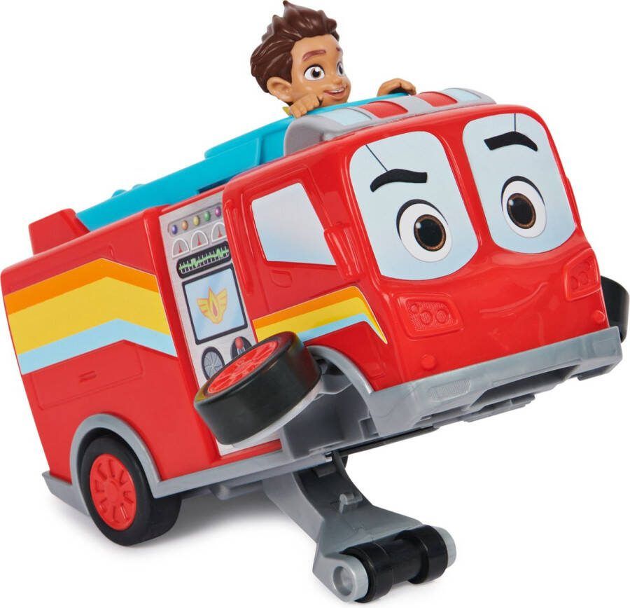 Disney Junior Firebuds Disney Firebuds Vuur Vriendjes Bo en Flash brandweerwagen speelgoedvoertuig met terugtrekfunctie en wheelie-actie