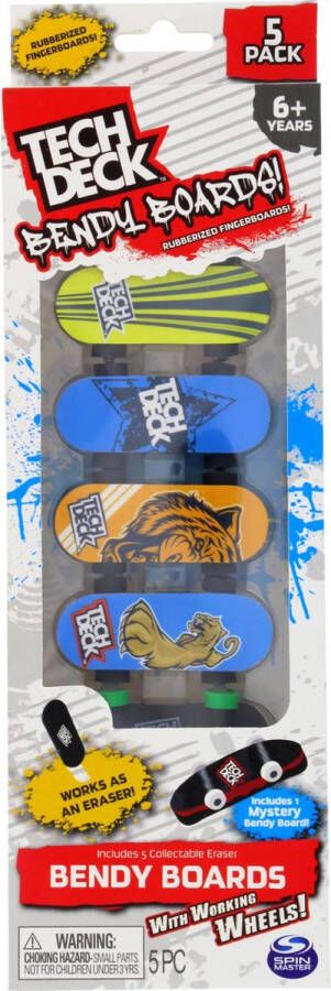 Spin Master Teck Deck 5 Pack Bendy Boards- Mini skateboards Vinger skateboard- Spinmaster