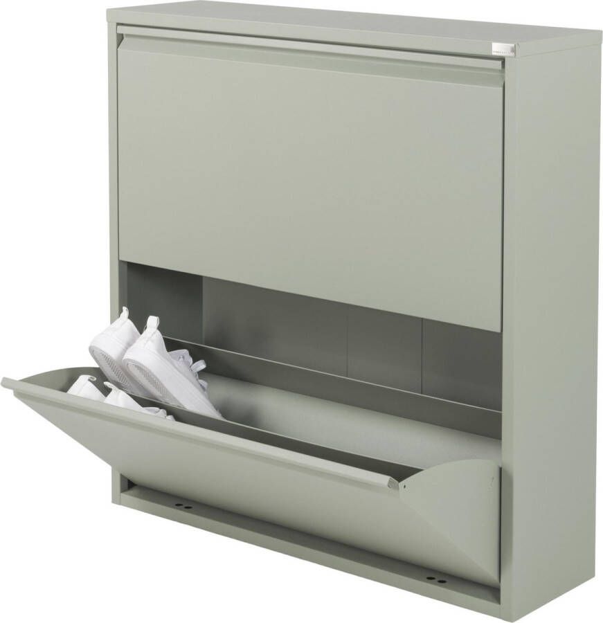 Spinder Design Billy 2 Schoenenkast met 2 vakken 75x22 5x75 cm Olijfgroen