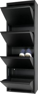 Spinder Design Billy 4 Schoenenkast met 4 vakken 50x22 5x150 cm Zwart