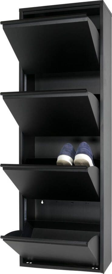 Spinder Design Billy 4 Schoenenkast met 4 vakken 50x22 5x150 cm Zwart