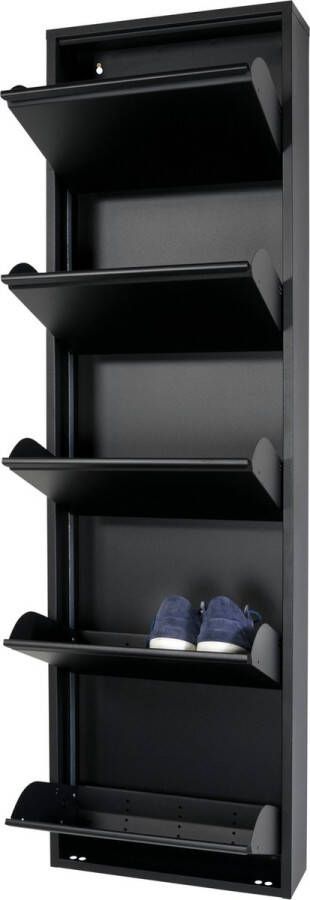 Spinder Design Billy 5 Schoenenkast met 5 vakken 50x15x169 cm Zwart