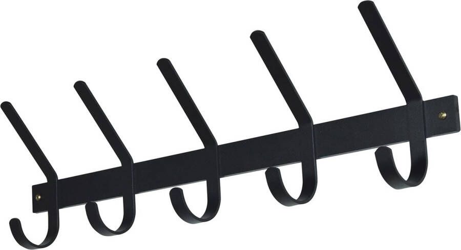 Spinder Design Dexter Wandkapstok met 5 haken 70x8 2x21 cm Zwart