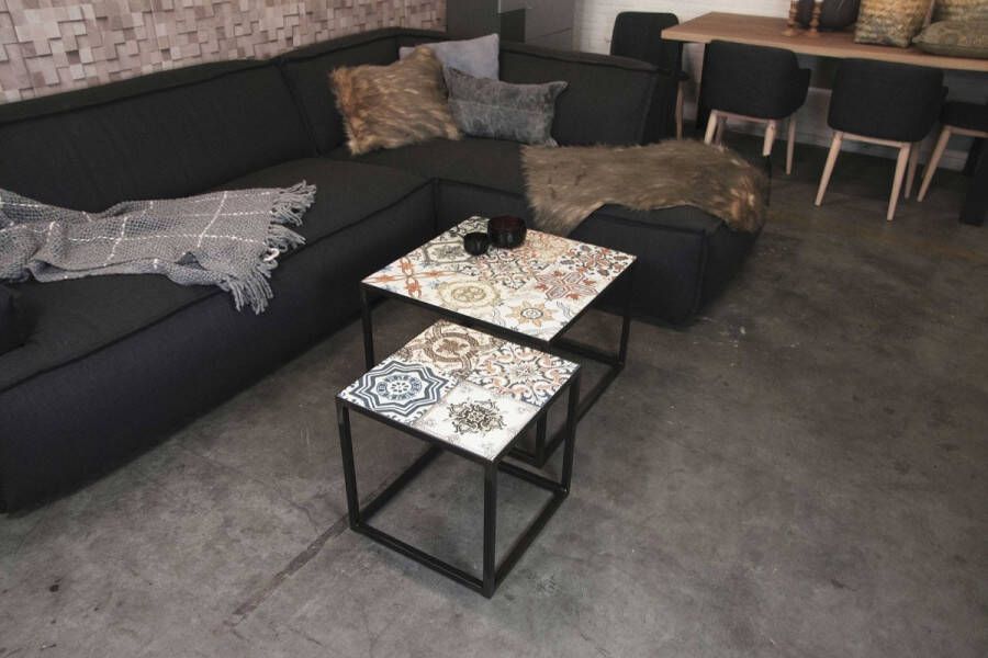 Spinder Design Ibiza Salontafel 60x60x40 Blacksmith Tegels