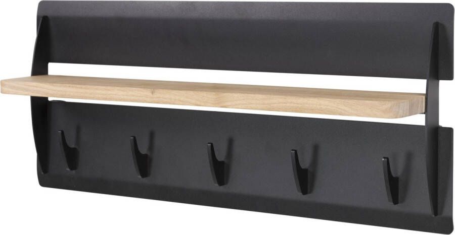 Woonexpress Spinder Design Jefferson Wood 5 Kapstok met 5 Haken 70x30x14 cm Zwart Eiken