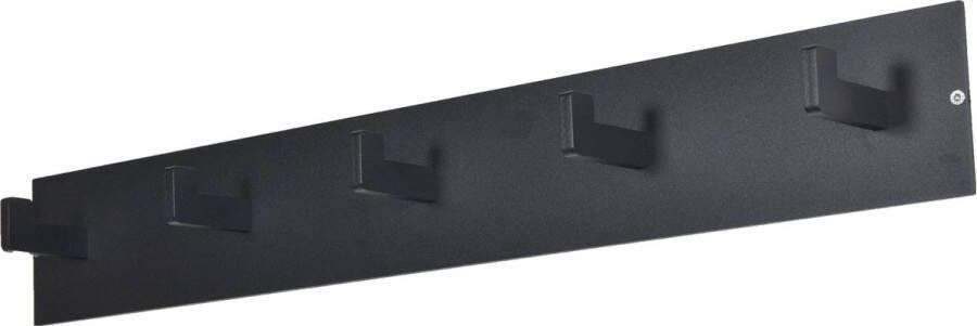 Spinder Design Leatherline 5 Wandkapstok met 5 haken 70x7x10 cm Zwart
