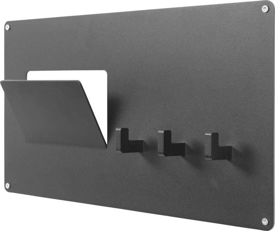 Spinder Design Leatherman Mail Kapstok met 3 Haken 45x25x5 cm Zwart