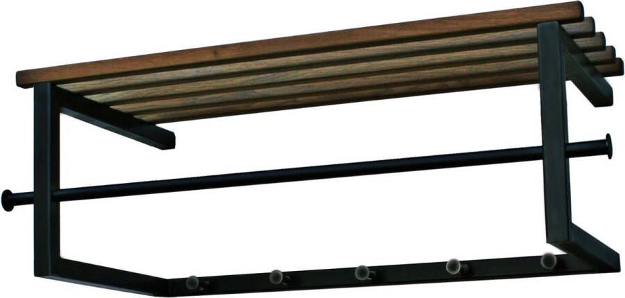 Spinder Design Marco Wandkapstok met 5 haken 76x34x26 cm Zwart Eiken - Foto 2