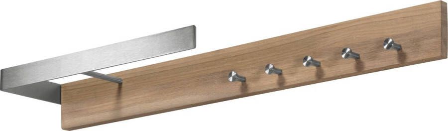 Spinder Design Noa 1 Wandkapstok met 5 haken 87x16x9 cm RVS Licht Eiken