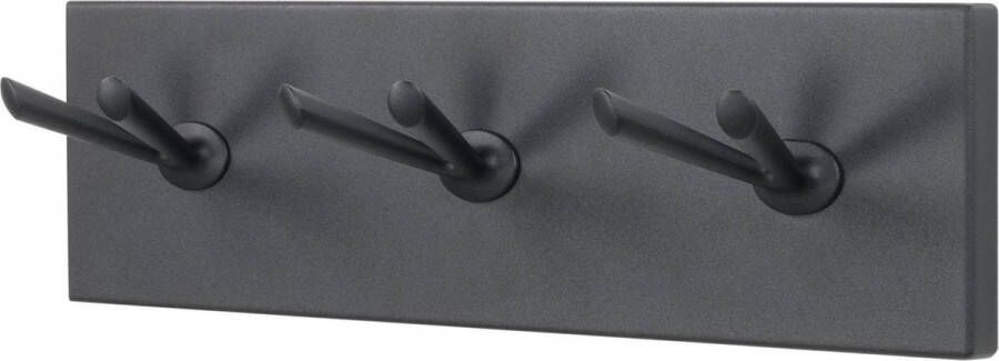 Spinder Design Pull 3 Wandkapstok met 6 haken 45x10x12.5 cm Zwart