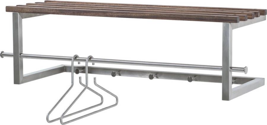 Spinder Design Rezzo Wandkapstok met 5 haken 90x34x27 cm RVS Notenhout