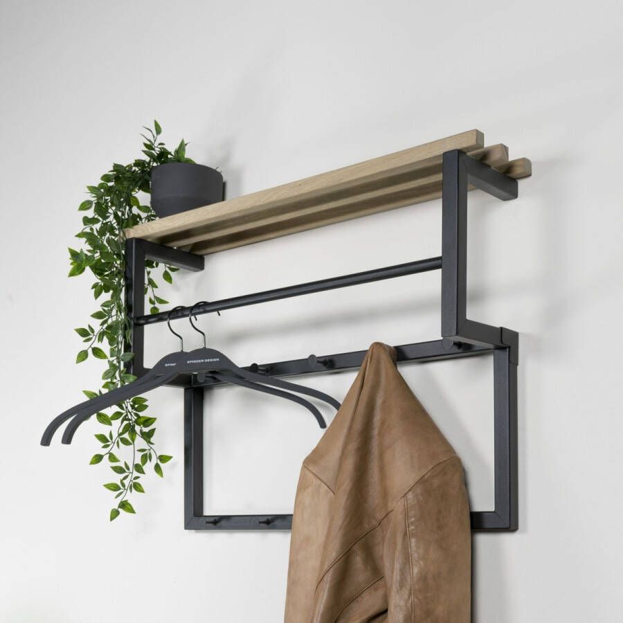 Spinder Design Rizzoli XS Wandkapstok met 10 haken 70x29x28 cm Zwart - Foto 2