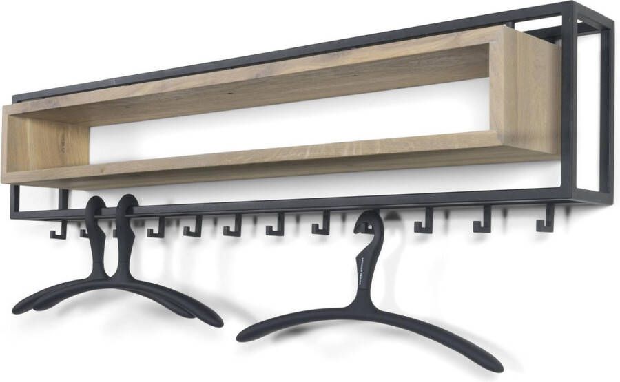 Spinder Design School 120 Wandkapstok met 12 haken 118x19x29 5 cm Zwart Eiken